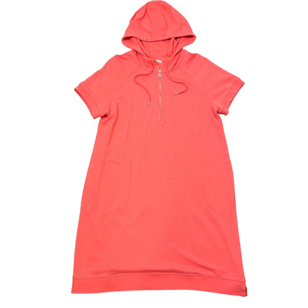 Soft Surroundings French Terry Coral Hooded Dress (LG) Casual Beachy Resortwear
